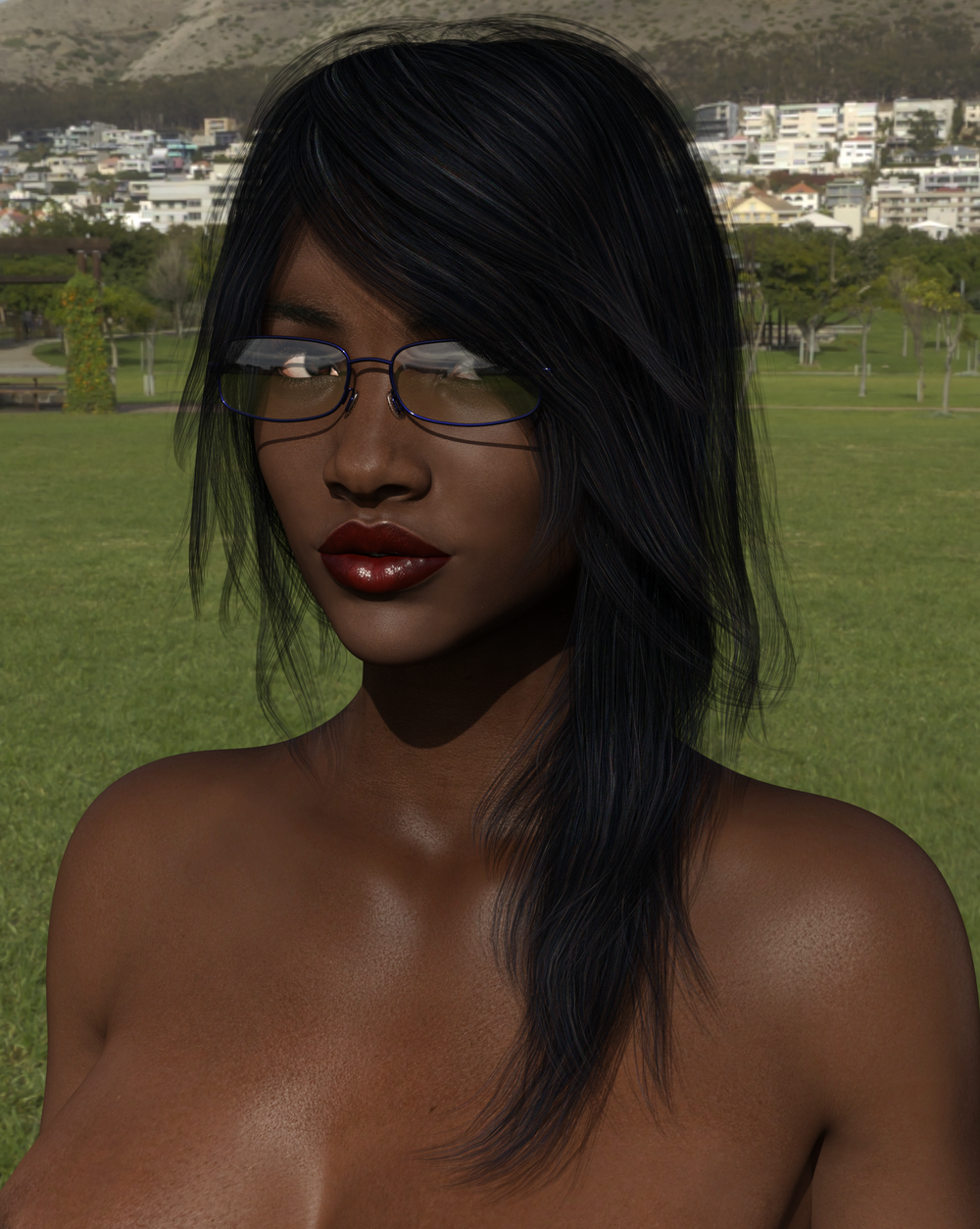 Black Woman in Purple Glasses